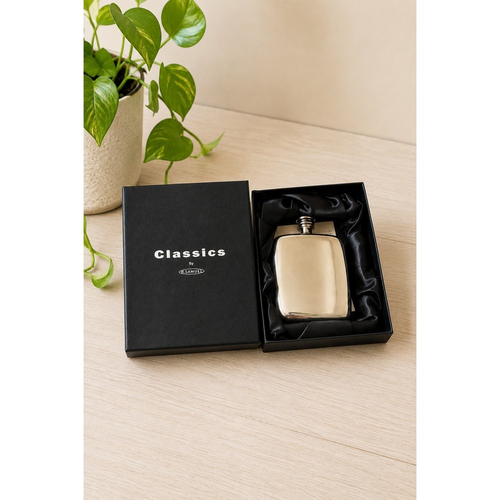 H. Samuel Classics British Pewter Hip Flask Sheffield Hallmarked Gift Boxed